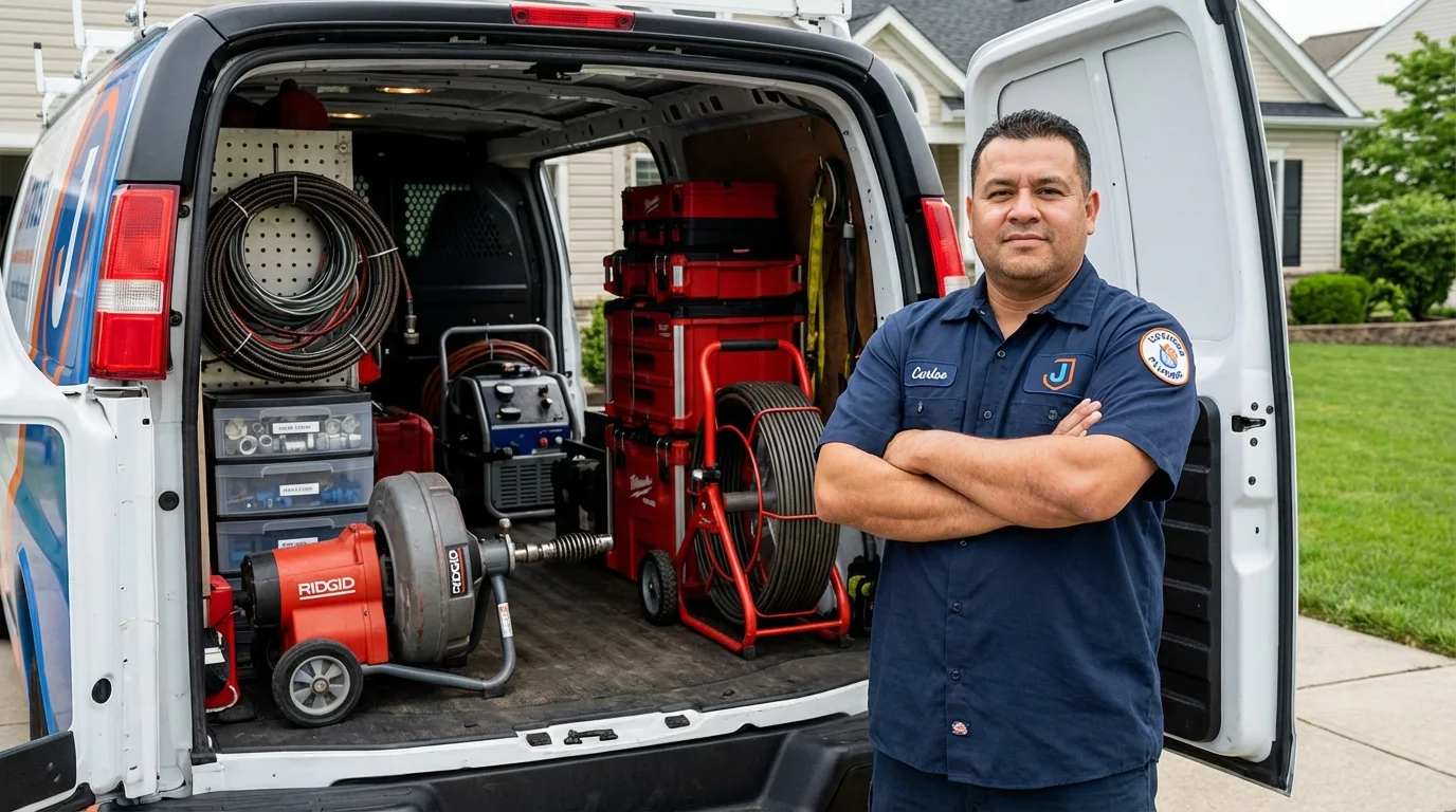 Professional drain cleaning equipment and Johns Plumbing LLC plumber in Bonsall